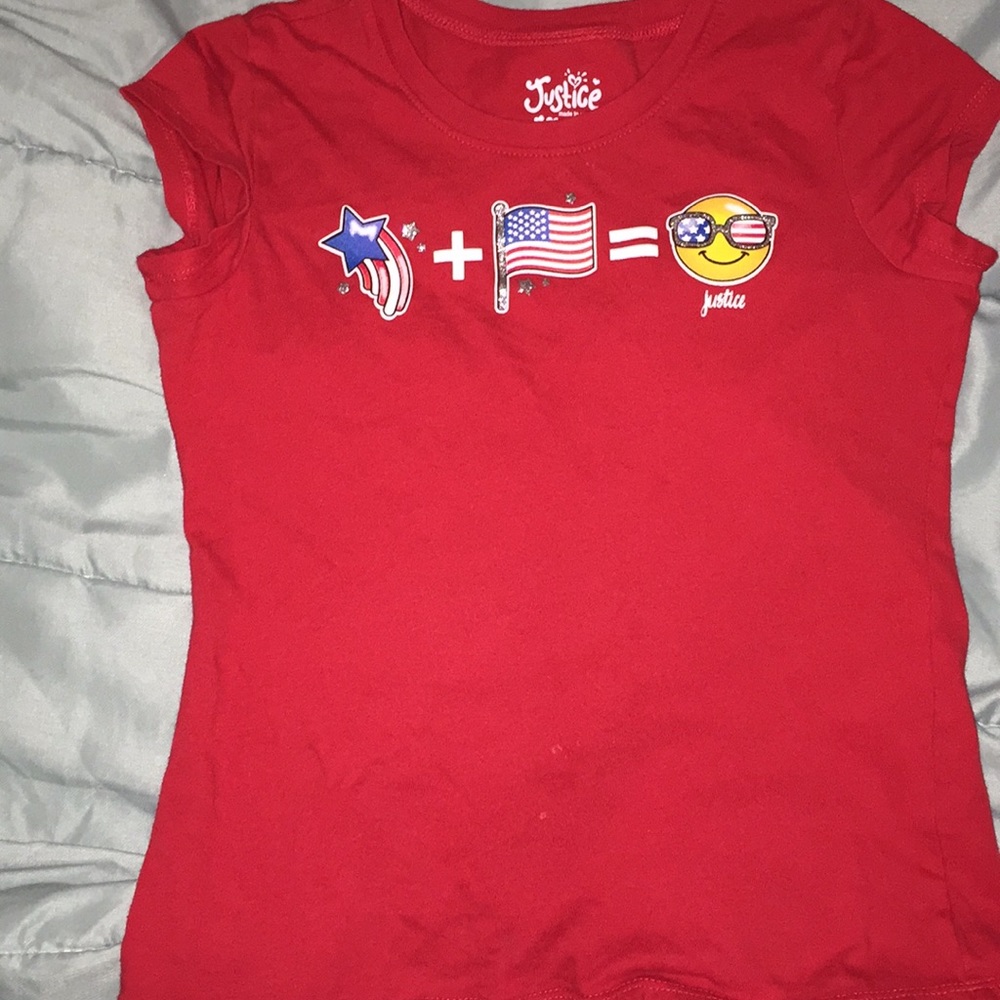 A red 4th of July justice shirt